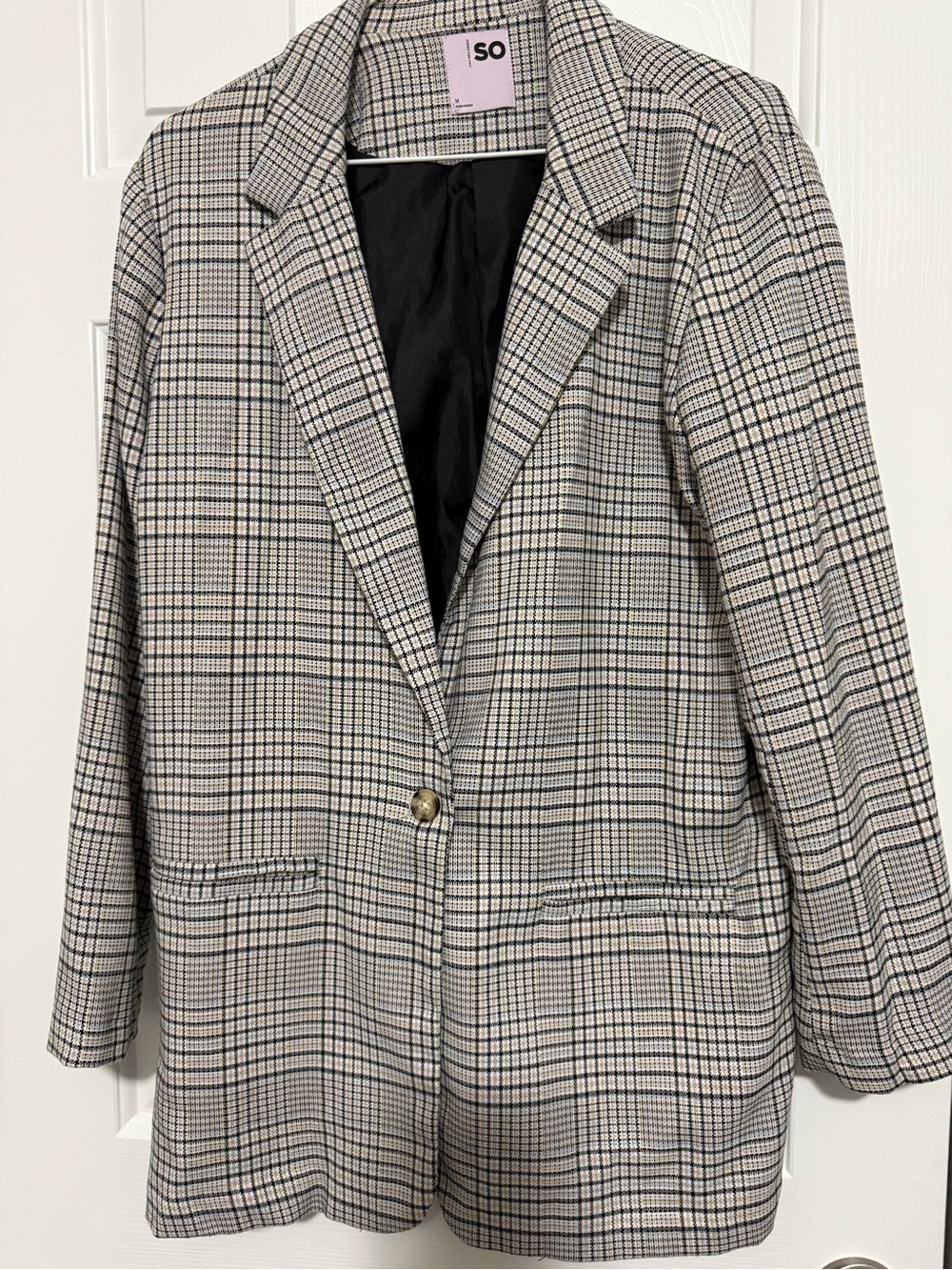 Women’s SO Black and White Plaid Blazer- Size M